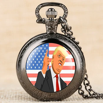 Donald Trump, Presidente de Patrón de Cuarzo Reloj de Bolsillo de la Bandera Americana de Collar Reloj Unisex de objetos de colección de Recuerdos Regalos para Hombres, Mujeres