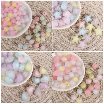 Color Agujero Recto Ronda Perlas de Perlas de cristal Esmerilado Medio Perlas Sueltas Perlas de bricolaje para Niños Pendientes de Tocado de Caucho de la Banda de Accesorios