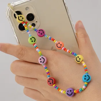 Nueva Ins Perlas de arco iris Star Ojos Yin Yang Teléfono de la Cadena de Agua de la Fruta de la Carta de Smiley Llavero Y2K Accesorios de los años 90 Estética Amigos