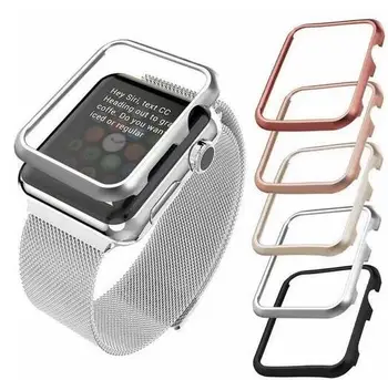 Más reciente de alta calidad cubierta de la caja Para Apple Watch banda de 42 mm 38 mm 40 mm 44 mm para el iwatch se 6 5 4 3 2 1 marco de metal de la funda protectora