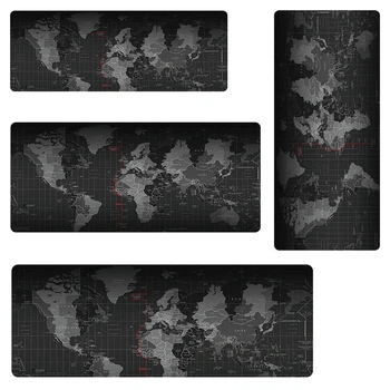 Gaming Mouse Pad Antideslizante de Gran tamaño Ordenador Alfombrilla para ratón Negro Rojo cierre Perimetral Mapa del Mundo de Caucho Mause Pad Teclado de Escritorio Mat