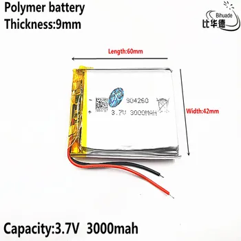 Litro de energía de la batería de Buen Qulity 3.7 V,3000mAH 904260 de Polímero de litio ion / Li-ion batería para tablet pc de BANCO,GPS,mp3,mp4