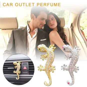 La moda del Ambientador de Aire del Olor en el Coche Perfume de Lujo del Diamante de la Lagartija de Salida de Aire Clip Coche Perfume Auto Decoración de Coches-estilo