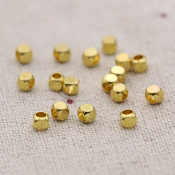 3mm Color Oro Cobre Espaciador Perlas Plaza Suelta Perlas para la Joyería de la Pulsera del Collar DIY Accesorios hechos a Mano Artesanales 80PCS