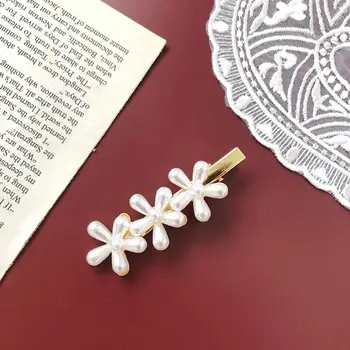 Corea del Metal de Oro Chic Imitiation de la Perla de la Flor broche para el Cabello Horquilla de Flor Broches Pinza Accesorios para el Cabello para Mujer Chica