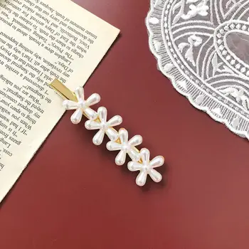 Corea del Metal de Oro Chic Imitiation de la Perla de la Flor broche para el Cabello Horquilla de Flor Broches Pinza Accesorios para el Cabello para Mujer Chica