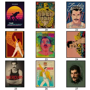 50 Diseños de Freddie Mercury Kraftpaper Cartel de la Cantante de Rock HomeDecal la Pintura de la Pared de la etiqueta Engomada para el Café Bar de la Casa