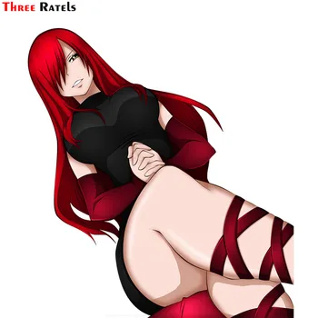 Tres Ratels F214 Sexy Anime Girl Erza Scarlet De Fairy Tail De La Etiqueta Engomada Para El Ordenador Portátil De Equipaje De La Motocicleta Del Coche De Estilo De La Decoración Del Hogar De Calcas