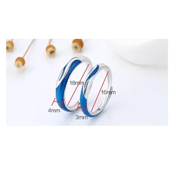Uloveido plata de ley 925 anillo abierto anillo de la moda simple par de anillo de agua par anillo puede ser personalizado SALRH69