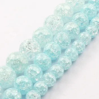 6 8 10 mm de Nieve Azul Agrietado Perlas de Cristal Redonda Suelta Perlas de Cuarzo De Moda de la Joyería de BRICOLAJE Pulsera Collar de Suministros