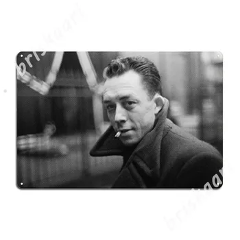 Albert Camus Retrato Camiseta de Señales Metálicas de Pared Mural Garaje Club de la Decoración de Garaje Decoración de Estaño Carteles