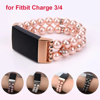 Pulsera pulsera Fitbit Charge 4 Cargo de & 3 & Charge 3 SE Banda de Reemplazo para las Mujeres de la Muchacha de la Pulsera con Bling de la Joyería de la Perla