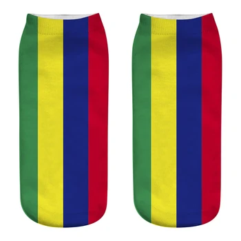 1 par de mujeres calcetines de moda original diseño de moda de algodón calcetines NUEVOS en 3D de la bandera nacional solo el lado impreso de verano calcetines
