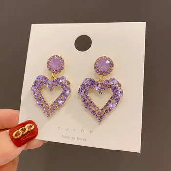 2020 Coreano De La Moda Nueva De Color Púrpura Amor Aretes Simples Temperamento Versátil De Los Pendientes De La Joyería Femenina