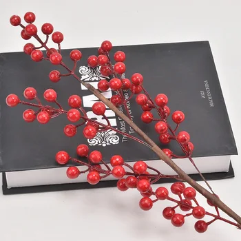 6 pieza de/un montón de Simulación de la fortuna de la fruta sola Holly rojo Acacia bean pulpa de año nuevo auspicioso de la decoración de la simulación de la flor