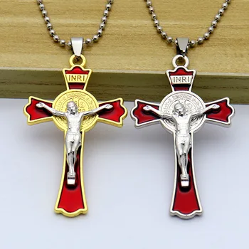 Católica de cristo jesús, la religión de San Benito de colores de la Cruz del Collar de la Joyería exquisita llave del coche de la cadena colgante