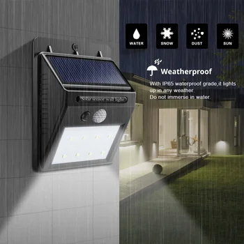Led de Luz Solar al aire libre de la Lámpara del Sensor de Movimiento de PIR LED Luces de Pared Impermeable de la Lámpara de pared Solar para Jardín Lámparas de Calle de Iluminación al aire libre