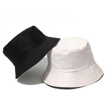 Negro Sólido Sombrero de Cubo de lado Dos de Desgaste Unisex Bob Gorras Hip Hop Gorros las mujeres de los Hombres de Verano de Panamá Tapa de la Playa de Sol de la Pesca boonie Hat