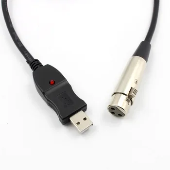 Cable del Micrófono USB de 3m Cable del Micrófono USB de la Computadora A XLR de Micrófono Conecte el Cable de Audio Cable de Adaptador de