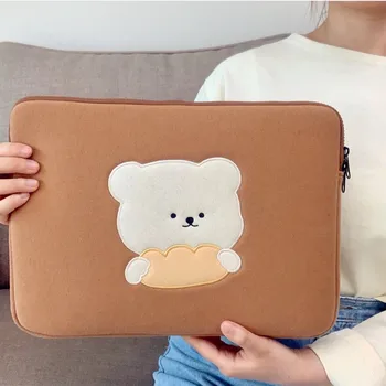Nuevo coreano Oso funda para Tablet de 11 Pulgadas de Bolsa de ordenador Portátil Para Mac Ipad pro 9.7 10.5 10.8 13 de 15 pulgadas de dibujos animados Pan Oso Manga Interior de la Bolsa