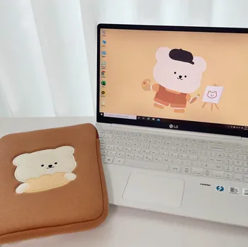 Nuevo coreano Oso funda para Tablet de 11 Pulgadas de Bolsa de ordenador Portátil Para Mac Ipad pro 9.7 10.5 10.8 13 de 15 pulgadas de dibujos animados Pan Oso Manga Interior de la Bolsa
