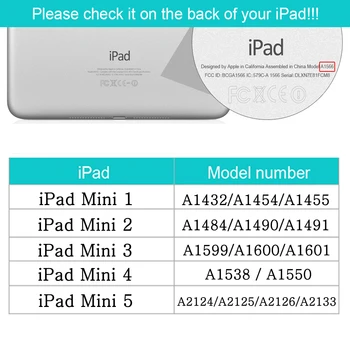 Funda Apple iPad Mini 1 2 3 4 5 7.9 Pulgadas Tablet a prueba de Golpes Caso de que el tenedor del Soporte Flip Slim Auto Smart Cover + Vidrio Templado de Cine