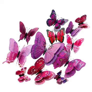 PVC 3D Pegatinas de Pared Decoración del Hogar, BRICOLAJE Mariposa Brillo Luminoso En la Oscuridad de Diseño de Calcas Magnético de Imán Pegado Doble Pluma