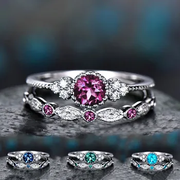 Anillo Dames Modo Diamanten Paar Sieraden Sieraden Paar Conjunto Vrouwen Modo Diamanten Anillo Paar Sieraden 1 Paar Ringen Set maat 9