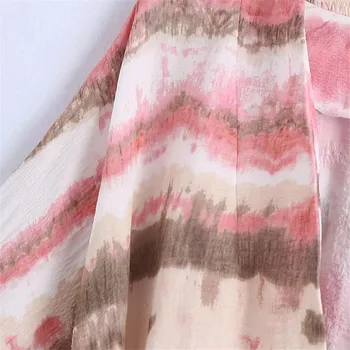 TRAF Za 2021 Tie Dye Kimono de Mujer de Verano de la Rosa, Mujer Casual Camisa de las Mujeres de Largo cinta Elegante Chaqueta Kimono de Mujer Blusa de Playa