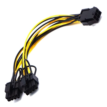 22cm Minero Cables de 8 pines de la CPU a la Tarjeta Gráfica Dual PCI-E o PCIe de 8 pines ( 6Pin + 2Pin ) fuente de Alimentación Cable Divisor de Cable