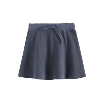 PUWD Niñas Slim Waffle Tejido de Alta Cintura Mini Faldas 2021 Moda de Verano de las Señoras de la Calle Sólido Falda Vintage de la Mujer Chic parte Inferior
