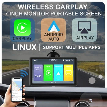 El DLC de 7 de la Pulgada de la Pantalla Táctil del Coche Portátil Inalámbrico Apple CarPlay Tablet Android Multimedia Estéreo Bluetooth Navegación HD1080 Radio