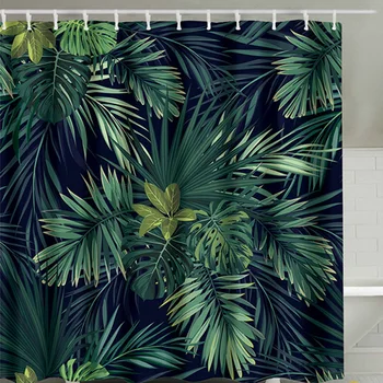 1pc 180 x 180 cm Hojas Verdes de la Impresión de la Cortina de Ducha Bearoom Natural Moderno Planta de Poliéster de Cortinas de Baño