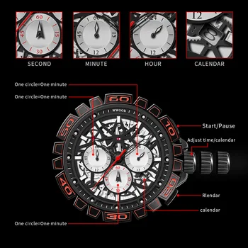 WWOOR 2021 Nuevos Relojes para Hombre de la Marca Superior de Moda de Silicona de Cuarzo Impermeable Reloj Cronógrafo Deportivo Reloj de Pulsera de Relogio Masculino
