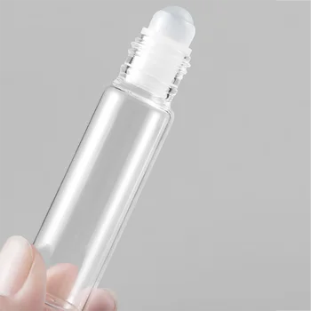 5 Pcs 5ml/10ml Vaso Vacío del Rodillo de Botellas Transparentes Con el Rollo de Bola Portátil Cosmética de Aceite Esencial Vial Para el Viajero
