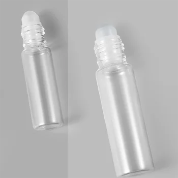 5 Pcs 5ml/10ml Vaso Vacío del Rodillo de Botellas Transparentes Con el Rollo de Bola Portátil Cosmética de Aceite Esencial Vial Para el Viajero