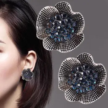 Utilidad de la Moda de Joyería Lindo Incrustaciones de diamantes de imitación de la Rosa Stud Aretes Para las Mujeres pendientes de la Joyería de los Accesorios aretes de mujer серьги