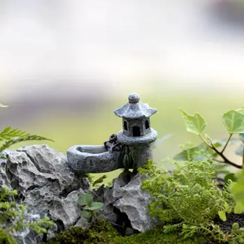 1Pcs Estanque Figuritas de Decoración de la Torre de Relajación Zen, Jardín de Té Mascota a Casa en Miniatura de Resina de Artesanía Decoración del Jardín Adornos de Suministros