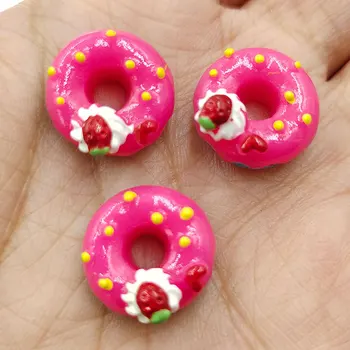 30pcs/lot Kawaii de la parte posterior plana de la resina de la simulación de los alimentos donuts para el BRICOLAJE niños de pelo clip de arco accesorios cabujones de resina adornos