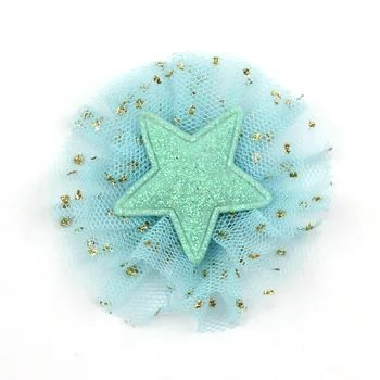 16Pcs 6.5 cm Estrella Brillante de la Flor Collar de Apliques para los niños de la artesanía de sombreros Bolsa hecha a Mano de la Decoración de Clip de Cabello de Adorno Accesorios