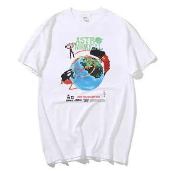 Travis Scott kanye west de lujo de los Hombres de Algodón de la Camiseta de Hip Hop de los Hombres de las Mujeres de Impresión de Pareja de los Amantes de Harajuku Camisetas Astronómico camiseta
