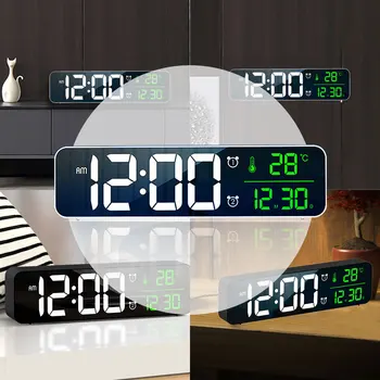 La música de la Alarma del Reloj del LED Digital Reloj de 2 Alarmas de Control de Voz de Repetición de alarma de la Pantalla de Temperatura Reloj Despertador Digital con Cable USB