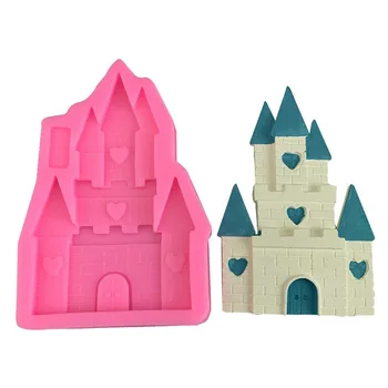 Castillo de la princesa fondant de chocolate de silicona molde de la torta decorada castillo de la casa de yeso caída de molde