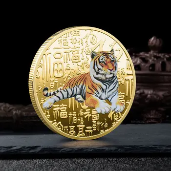 2022 China Del Año Nuevo Del Tigre Monedas Original Bimetálicas Conmemorativas De La Colección De Doce Zodiaco Tiger Año Monedas Decoración De Artesanías De Regalo