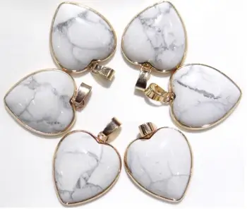 25mm Natural de Cuarzo Cristal de Piedra de Tigre Ópalo Ojo parte de Oro en Forma de Corazón Encantos Colgantes De la Joyería del Collar de la 8pc