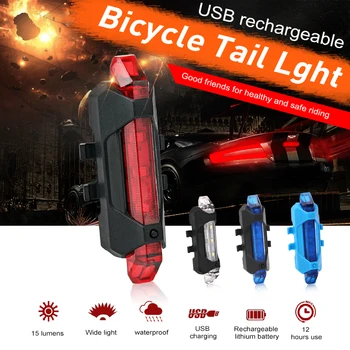 LED Bicicleta Luz USB para Cargar la Bicicleta Posterior de la Luz trasera Impermeable de la Noche a Caballo de Seguridad Luz de Advertencia de la Luz de la Bicicleta Accesorios para Bicicletas