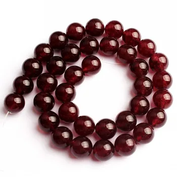 A+ Rojo Oscuro Jades Ronda Perlas Naturales Ágata Piedra Suelta Perlas Para la Joyería de BRICOLAJE Pulsera Oído Tacos de 15