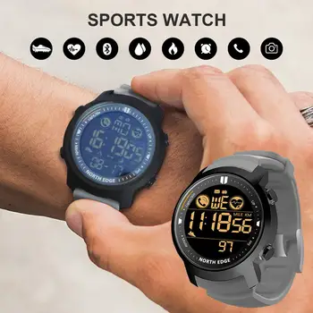 BORDE NORTE de Reloj Inteligente Hombres Monitor de Ritmo Cardíaco Impermeable 50M de Natación Deportes Podómetro, Cronómetro Smartwatch Android IOS