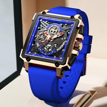 LIGE 2021 Nuevo Negocio de Relojes para Hombre de la Marca Superior de Moda de Silicona Impermeable Reloj de los Hombres de Lujo Hueco Calendario Reloj de Cuarzo Hombres+Caja