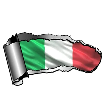 SZWL Abierto Herida Desgarrada Diseño de Metal con Italia Tricolor de la Bandera Nacional Motivo de Vinilo de la etiqueta Engomada del Coche Creativa de Calcas,13 cm*6cm
